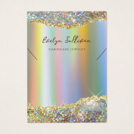 Faux iriserende glitter folie ketting display kaar visitekaartje