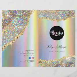 Faux iriserende glitter folie service menubrochure