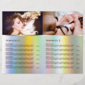 Faux iriserende glitter folie service menubrochure (Achterkant)