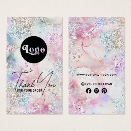 Faux iriserende glitter waterverf bijsluiter visitekaartje