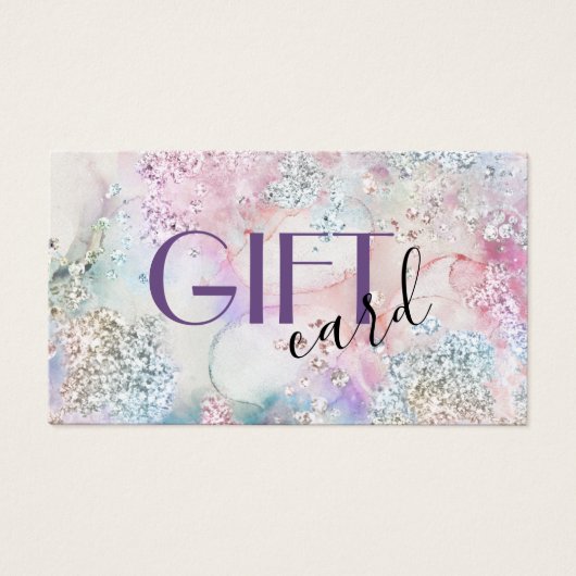 Faux iriserende glitter waterverf cadeaubon visitekaartje (Voorkant)