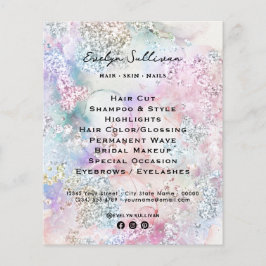 Faux iriserende glitter waterverf flyer