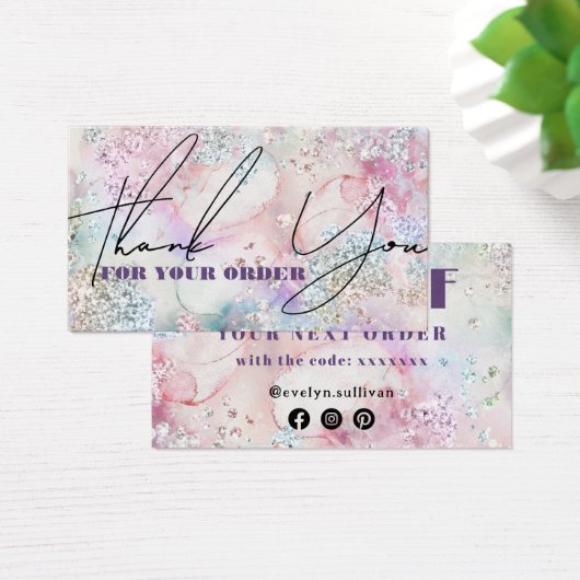 Faux iriserende glitter waterverf kortingskaart visitekaartje (Bureau)