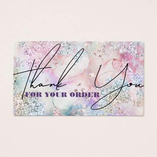 Faux iriserende glitter waterverf kortingskaart visitekaartje (Voorkant)