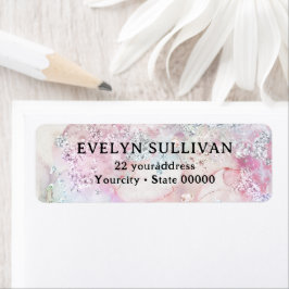 Faux iriserende glitter waterverf retouradres etiket