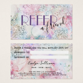 Faux iriserende glitter waterverf verwijzingskaart visitekaartje