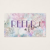 Faux iriserende glitter waterverf verwijzingskaart visitekaartje (Voorkant)