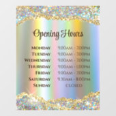 Faux iriserende goudfolie glitter openingstijden raamsticker (Vel)