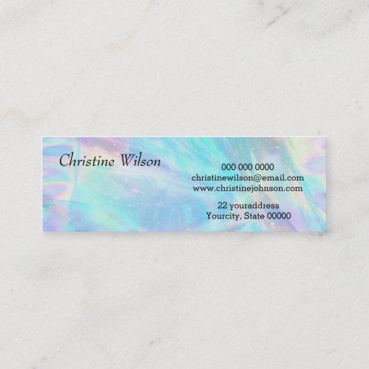 faux iriserende kapper schaar mini visitekaartje (Achterkant)