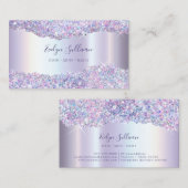 Faux iriserende lavendel glitter folie visitekaartje (Voorkant / Achterkant)