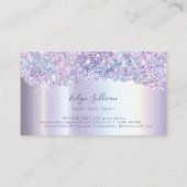 Faux iriserende lavendel glitter folie visitekaartje (Achterkant)