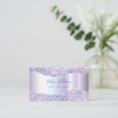 Faux iriserende lavendel glitter folie visitekaartje (Staand voorkant)