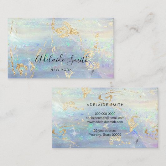 FAUX iriserende opaal edelsteen Visitekaartje (Voorkant / Achterkant)