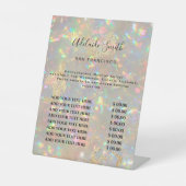 faux iriserende opaal prijslijst voetstuk teken reclamebord met voetstuk (Voorkant)