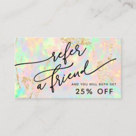 Faux iriserende opal textuur verwijzingskaart visitekaartje