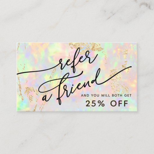 Faux iriserende opal textuur verwijzingskaart visitekaartje (Voorkant)