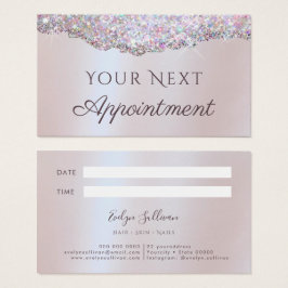Faux iriserende roze glitter folie afspraak kaart