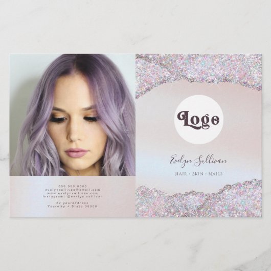 Faux iriserende roze glitter folie bifold brochure (Voorkant)