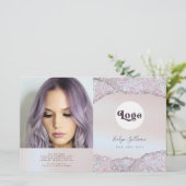 Faux iriserende roze glitter folie bifold brochure (Staand voorkant)