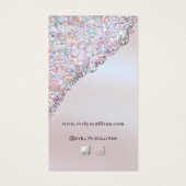 Faux iriserende roze glitter folie bijsluiter visitekaartje (Achterkant)