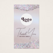 Faux iriserende roze glitter folie bijsluiter visitekaartje (Voorkant)