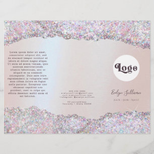 Faux iriserende roze glitter folie brochure