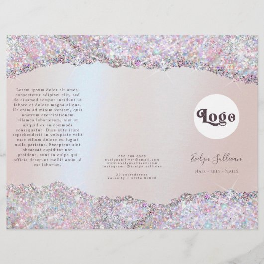 Faux iriserende roze glitter folie brochure (Voorkant)