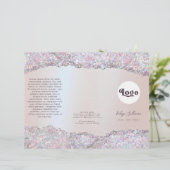 Faux iriserende roze glitter folie brochure (Staand voorkant)
