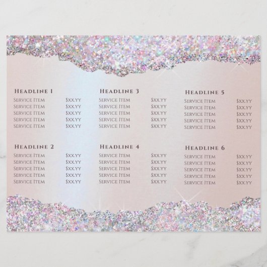 Faux iriserende roze glitter folie brochure (Achterkant)