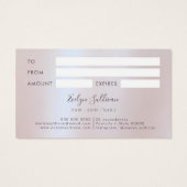 Faux iriserende roze glitter folie cadeaubon visitekaartje (Achterkant)
