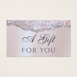 Faux iriserende roze glitter folie cadeaubon visitekaartje