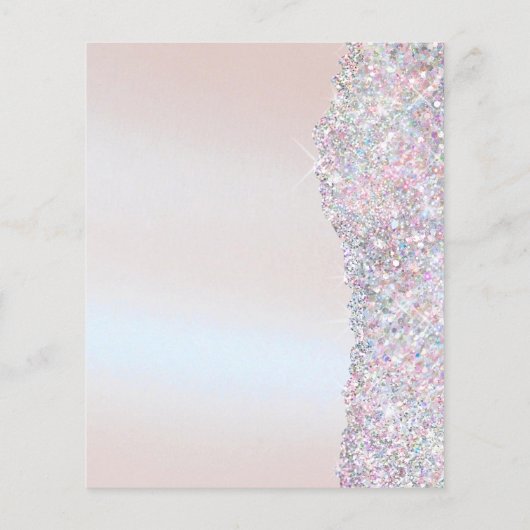 Faux iriserende roze glitter folie flyer (Achterkant)