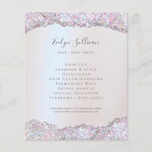 Faux iriserende roze glitter folie flyer (Voorkant)