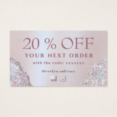 Faux iriserende roze glitter folie kortingskaart visitekaartje (Achterkant)