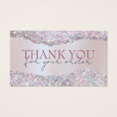 Faux iriserende roze glitter folie kortingskaart visitekaartje (Voorkant)