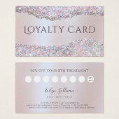 Faux iriserende roze glitter folie loyalty kaart (Voorkant /achterkant)