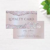 Faux iriserende roze glitter folie loyalty kaart (Bureau)