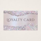 Faux iriserende roze glitter folie loyalty kaart (Voorkant)