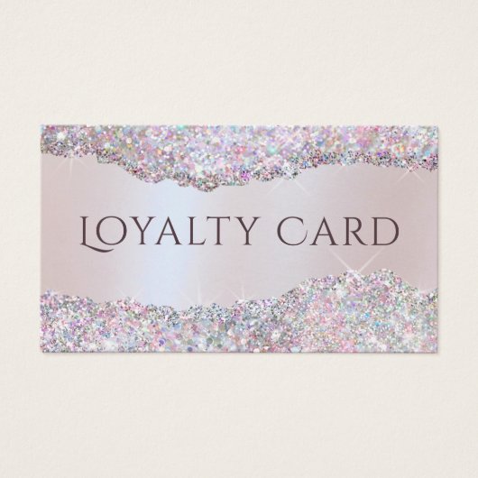 Faux iriserende roze glitter folie loyalty kaart (Voorkant)