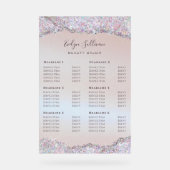 Faux iriserende roze glitter Folie prijslijst Acryl Bord (Voorkant)