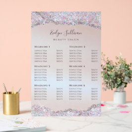 Faux iriserende roze glitter Folie prijslijst Acryl Bord