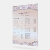 Faux iriserende roze glitter Folie prijslijst Acryl Bord (Hoek)