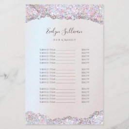 Faux iriserende roze glitter folie prijslijst flye flyer