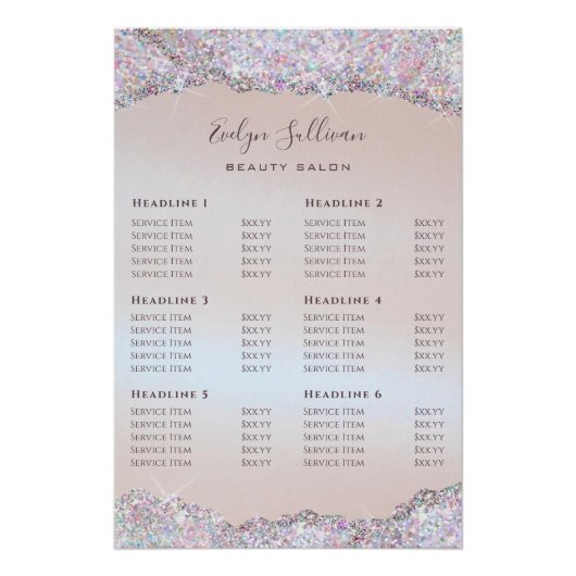 Faux iriserende roze glitter Folie prijslijst Perfect Poster (Voorkant)