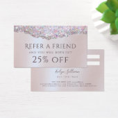 Faux iriserende roze glitter folie verwijzingskaar visitekaartje (Bureau)