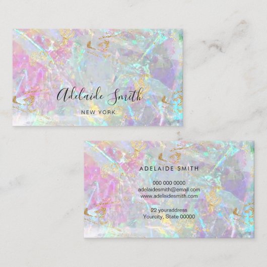 FAUX iriserende roze steen Visitekaartje (Voorkant / Achterkant)