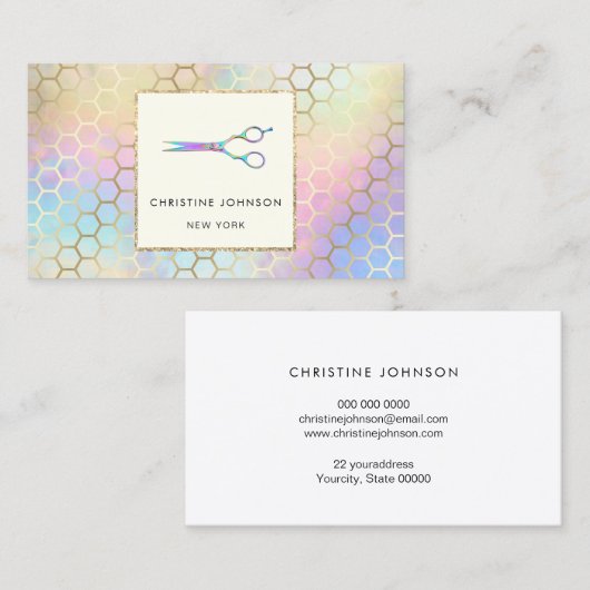 Faux iriserende schaar logo visitekaartje (Voorkant / Achterkant)