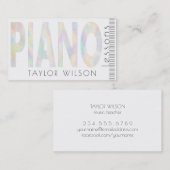 FAUX iriserende shell script piano muziekleraar Visitekaartje (Voorkant / Achterkant)