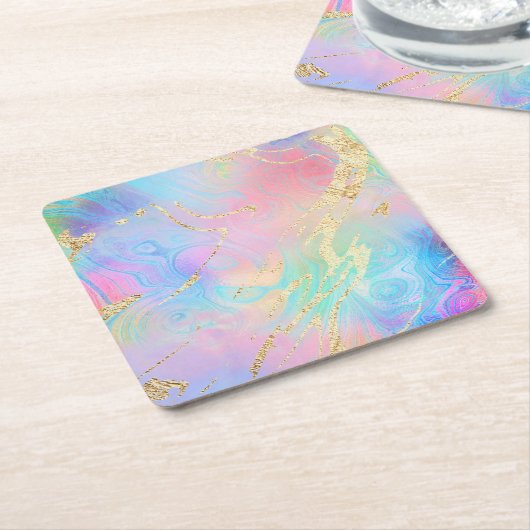 FAUX iriserende vloeistof marmer Kartonnen Onderzetters (Schuin)