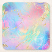 FAUX iriserende vloeistof marmer Kartonnen Onderzetters (Voorkant)